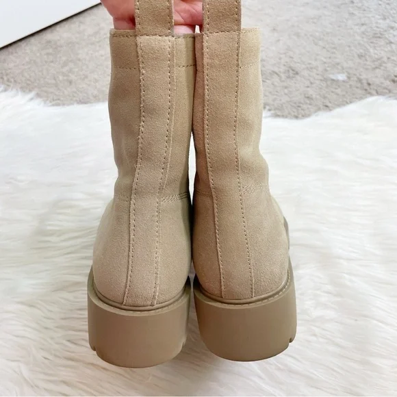 Steve Madden Checker Lug Sole Combat Boot in Taupe Suede Leather Women’s Size 8 - Picture 5 of 10